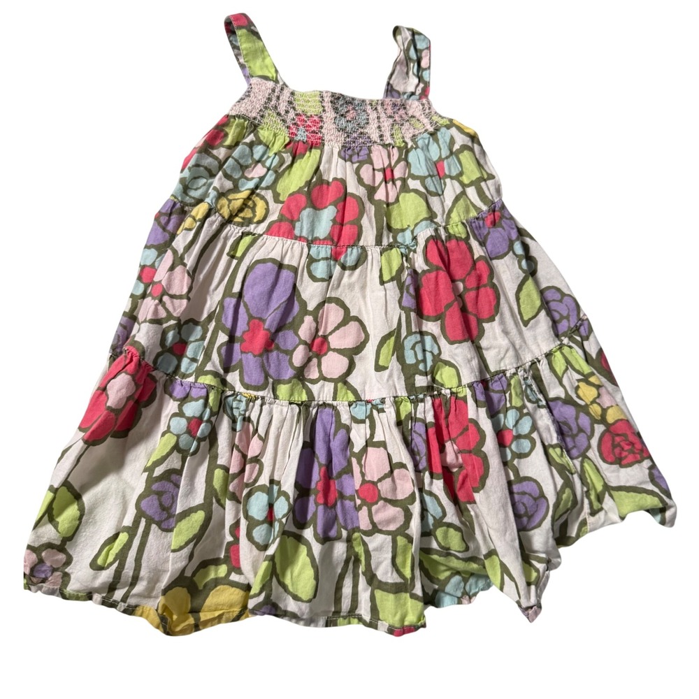 Y2K Old Navy Tiered Midi Floral Ruffle Girls 18-24 month Dress Sleeveless cotton
